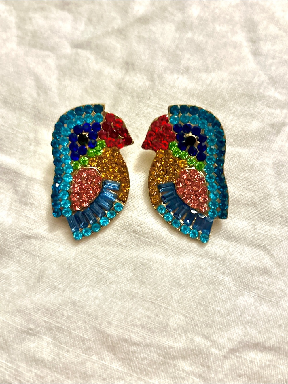 Colorful Parrot Rhinestone Earrings - Picture 1 of 5